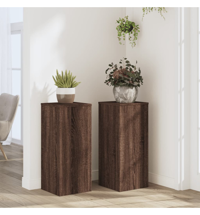 Supports pour plantes 2 pcs chêne marron bois d'ingénierie | Mobilier & Déco