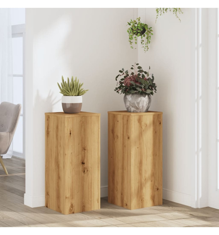 Supports pour plantes 2 pcs chêne artisanal bois d'ingénierie | Mobilier & Déco