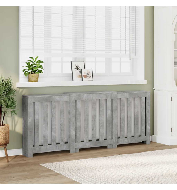 Cache-radiateur gris béton 205x21,5x83,5 cm bois d'ingénierie | Mobilier & Déco