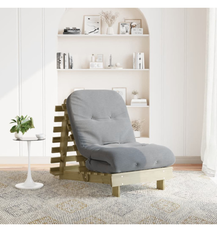 Canapé-lit futon avec matelas 70x206x11 cm bois de pin imprégné | Mobilier & Déco