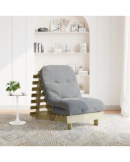 Canapé-lit futon avec matelas 70x206x11 cm bois de pin imprégné | Mobilier & Déco