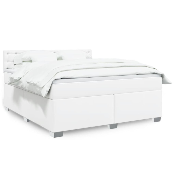 Sommier à lattes de lit avec matelas Blanc 180x200cm Similicuir | Mobilier & Déco
