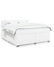 Sommier à lattes de lit avec matelas Blanc 180x200cm Similicuir | Mobilier & Déco