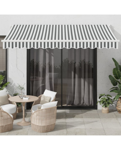 Auvent rétractable anthracite et blanc 3,5x2,5m tissu/aluminium | Mobilier & Déco