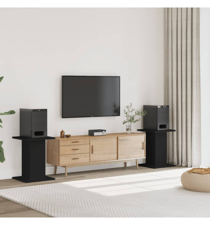 Supports de haut-parleurs 2 pcs noir bois d'ingénierie | Mobilier & Déco