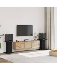 Supports de haut-parleurs 2 pcs noir bois d'ingénierie | Mobilier & Déco