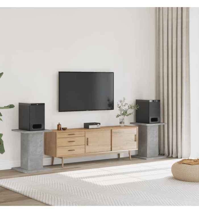 Supports de haut-parleurs 2 pcs gris béton bois d'ingénierie | Mobilier & Déco