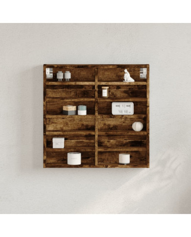 Armoire à vitrine chêne fumé 60x8,5x58 cm bois d'ingénierie | Mobilier & Déco