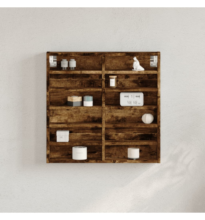 Armoire à vitrine chêne fumé 60x8,5x58 cm bois d'ingénierie | Mobilier & Déco