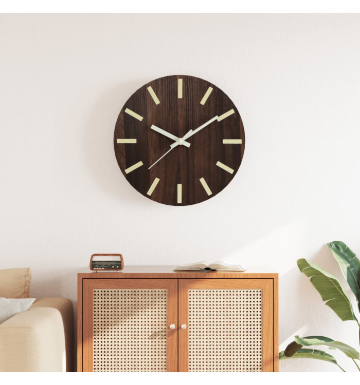 Horloge murale et échelles et aiguilles lumineuses marron Ø30cm | Mobilier & Déco