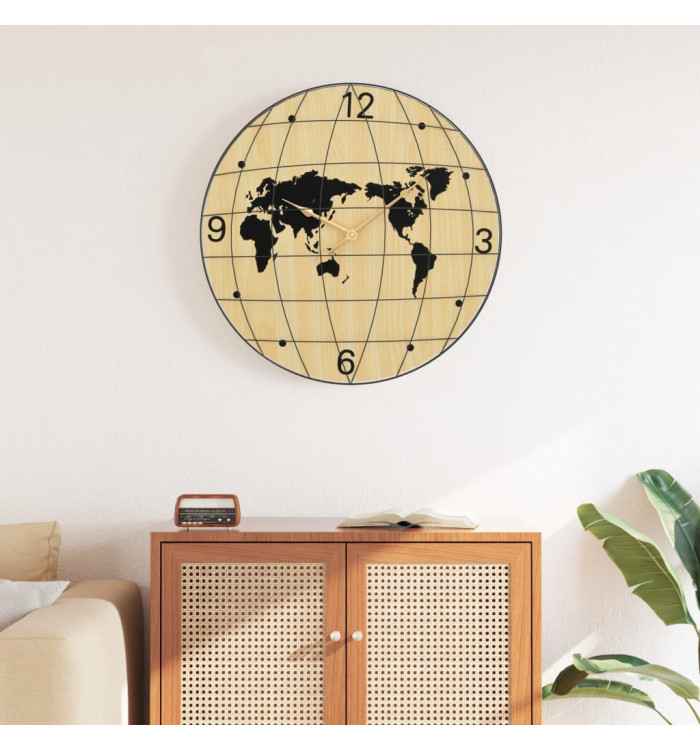 Horloge murale jaune et noir Ø50 cm bois d'ingénierie | Mobilier & Déco
