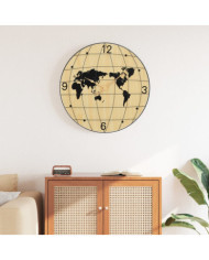 Horloge murale jaune et noir Ø50 cm bois d'ingénierie | Mobilier & Déco