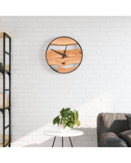 Horloge murale marron Ø35 cm fer et bois d'olivier | Mobilier & Déco