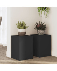 Supports pour plantes 2 pcs noir 25x25x35 cm bois d'ingénierie | Mobilier & Déco