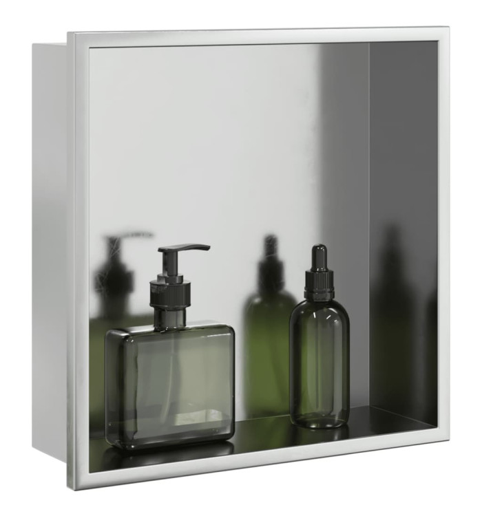 Niche de douche argenté brossé 32x32x9 cm acier inoxydable | Mobilier & Déco