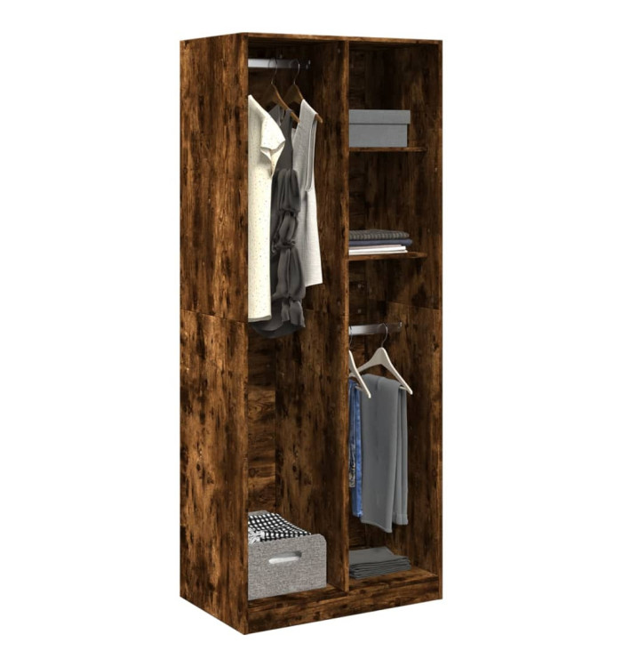 Garde-robe chêne fumé 80x50x200 cm bois d'ingénierie | Mobilier & Déco