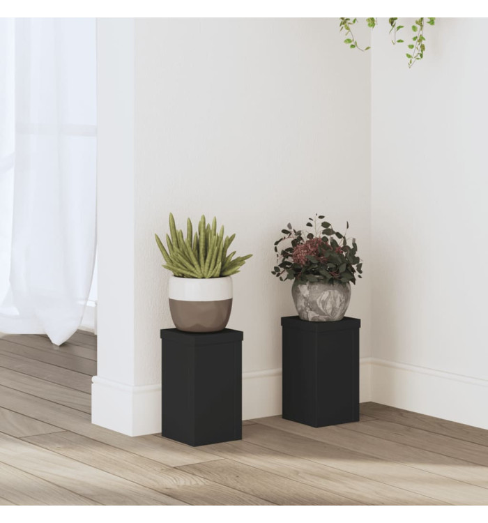 Supports pour plantes 2 pcs noir 10x10x18 cm bois d'ingénierie | Mobilier & Déco