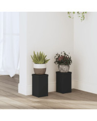 Supports pour plantes 2 pcs noir 10x10x18 cm bois d'ingénierie | Mobilier & Déco