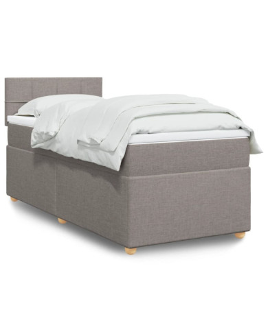 Sommier à lattes de lit avec matelas Taupe 90x200 cm Tissu | Mobilier & Déco