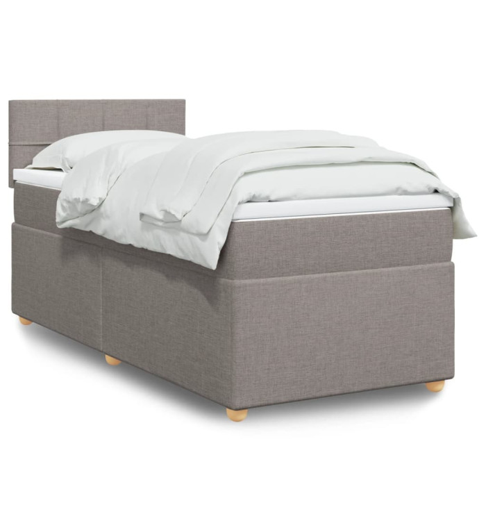 Sommier à lattes de lit avec matelas Taupe 90x200 cm Tissu | Mobilier & Déco