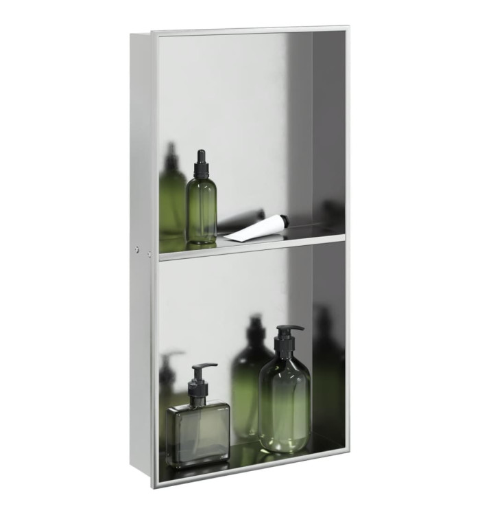 Niche de douche argenté brossé 32x62x9 cm acier inoxydable | Mobilier & Déco