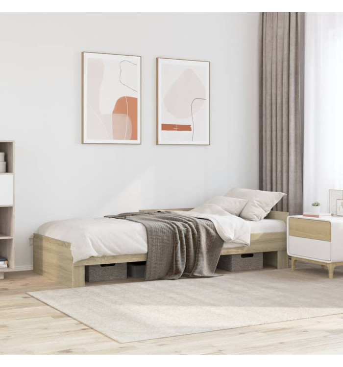 Cadre de lit sans matelas chêne sonoma 100x200 cm | Mobilier & Déco