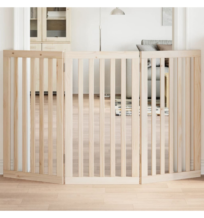 Barrière pour chien pliable 3 panneaux 150 cm bois de peuplier | Mobilier & Déco