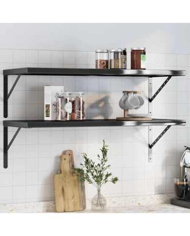 Étagères murales 2 pcs 100x40x3 cm noir acier inoxydable | Mobilier & Déco