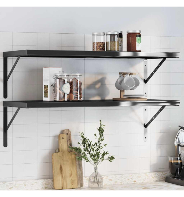 Étagères murales 2 pcs 100x40x3 cm noir acier inoxydable | Mobilier & Déco