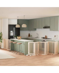 Barrière pour chiens avec porte pliable 9panneaux bois peuplier | Mobilier & Déco