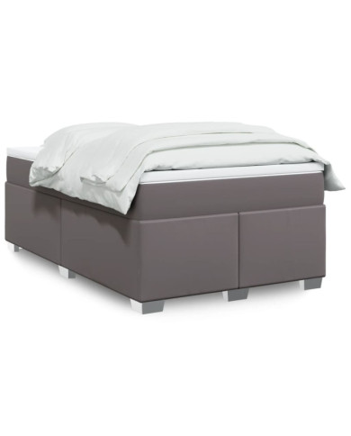 Sommier à lattes de lit avec matelas gris 120x190 cm similicuir | Mobilier & Déco
