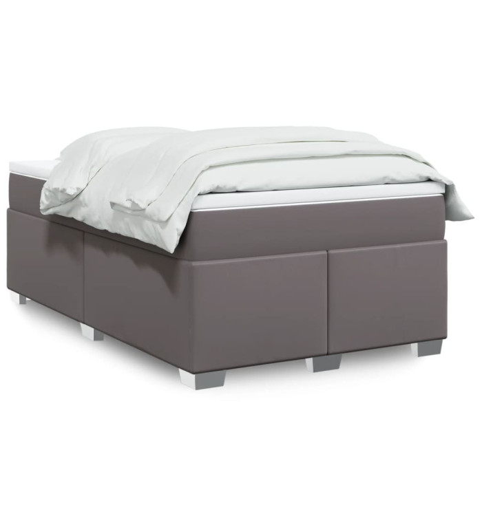 Sommier à lattes de lit avec matelas gris 120x190 cm similicuir | Mobilier & Déco