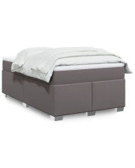 Sommier à lattes de lit avec matelas gris 120x190 cm similicuir | Mobilier & Déco