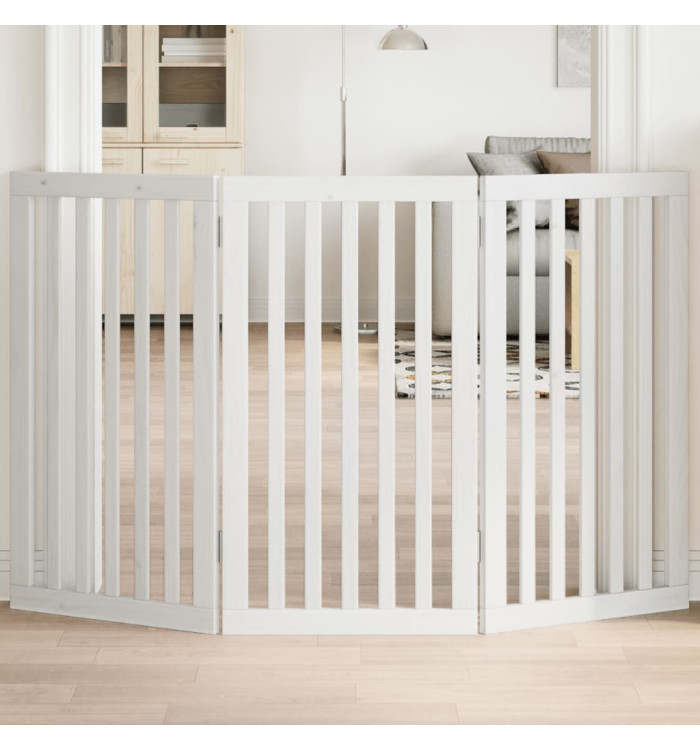 Barrière pour chien pliable 3 panneaux 150 cm bois de peuplier | Mobilier & Déco