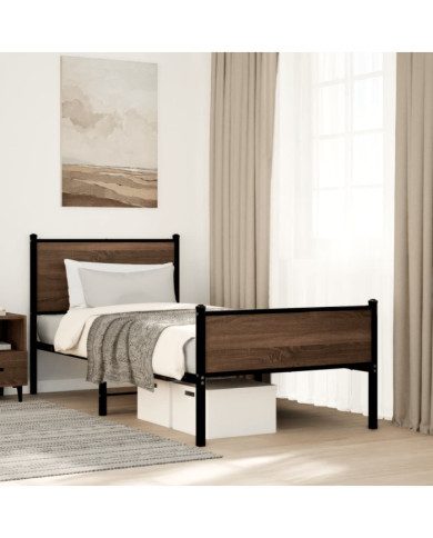 Cadre de lit en métal sans matelas chêne marron 80x200 cm | Mobilier & Déco