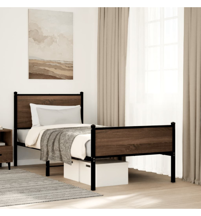 Cadre de lit en métal sans matelas chêne marron 80x200 cm | Mobilier & Déco