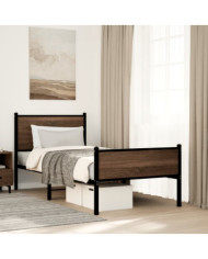 Cadre de lit en métal sans matelas chêne marron 80x200 cm | Mobilier & Déco