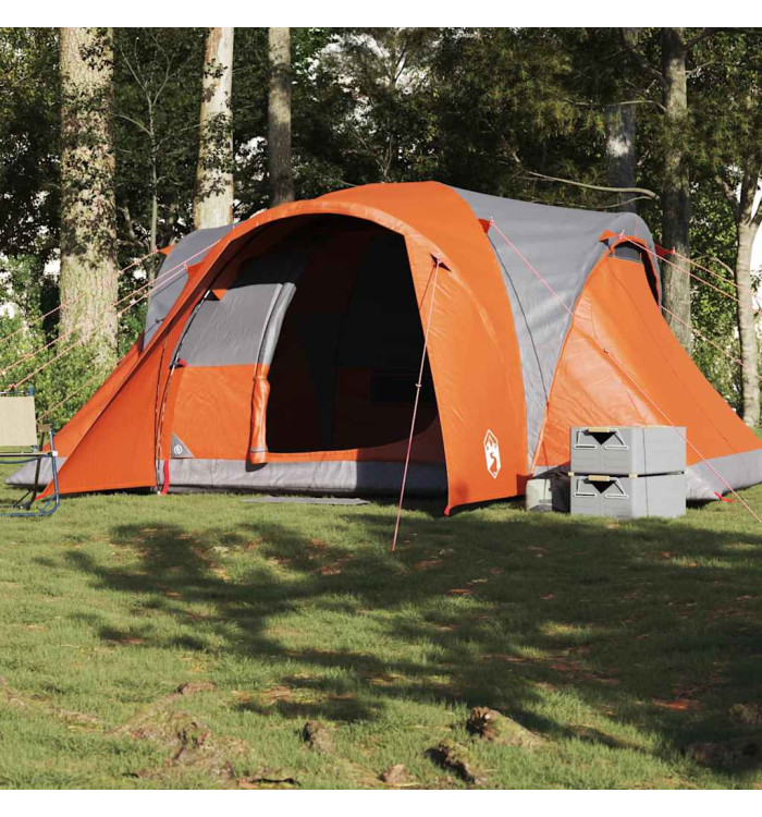 Tente familiale à dôme 6 personnes gris et orange imperméable | Mobilier & Déco