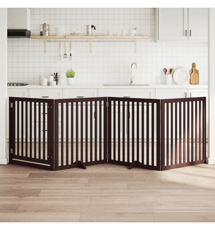 Barrière pour chiens avec porte 4 panneaux bois de peuplier | Mobilier & Déco