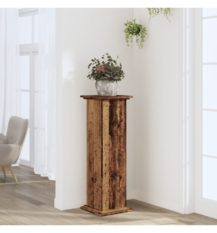 Support pour plantes vieux bois 33x33x100 cm bois d'ingénierie | Mobilier & Déco