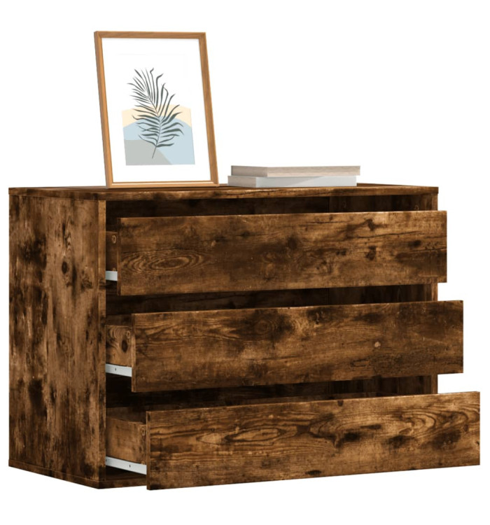 Commode d'angle chêne fumé 80x41x58 cm bois d'ingénierie | Mobilier & Déco