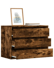 Commode d'angle chêne fumé 80x41x58 cm bois d'ingénierie | Mobilier & Déco