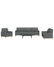 Ensemble de canapés 3 pcs gris foncé tissu | Mobilier & Déco