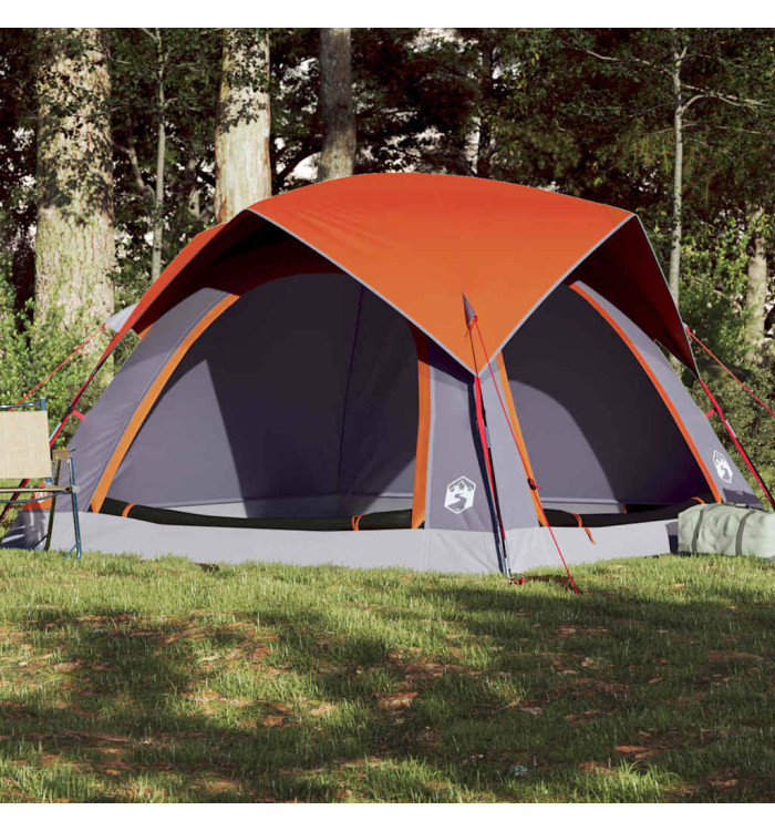 Tente de camping de cabine 4 personnes gris orange imperméable | Mobilier & Déco