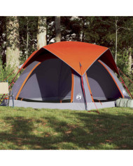 Tente de camping de cabine 4 personnes gris orange imperméable | Mobilier & Déco