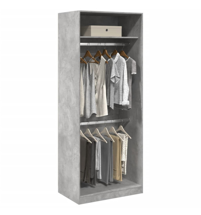 Garde-robe gris béton 80x50x200 cm bois d'ingénierie | Mobilier & Déco