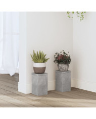 Supports pour plantes 2 pcs gris béton bois d'ingénierie | Mobilier & Déco