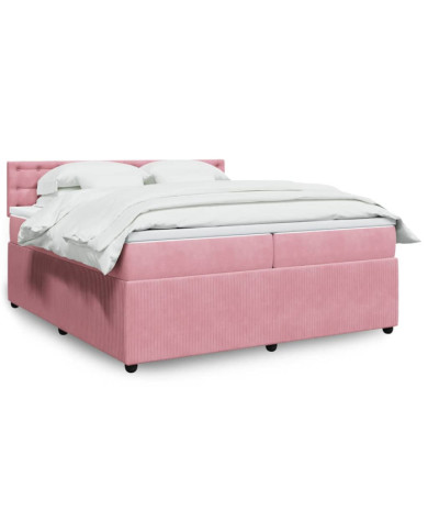Sommier à lattes de lit avec matelas Rose 200x200 cm Velours | Mobilier & Déco
