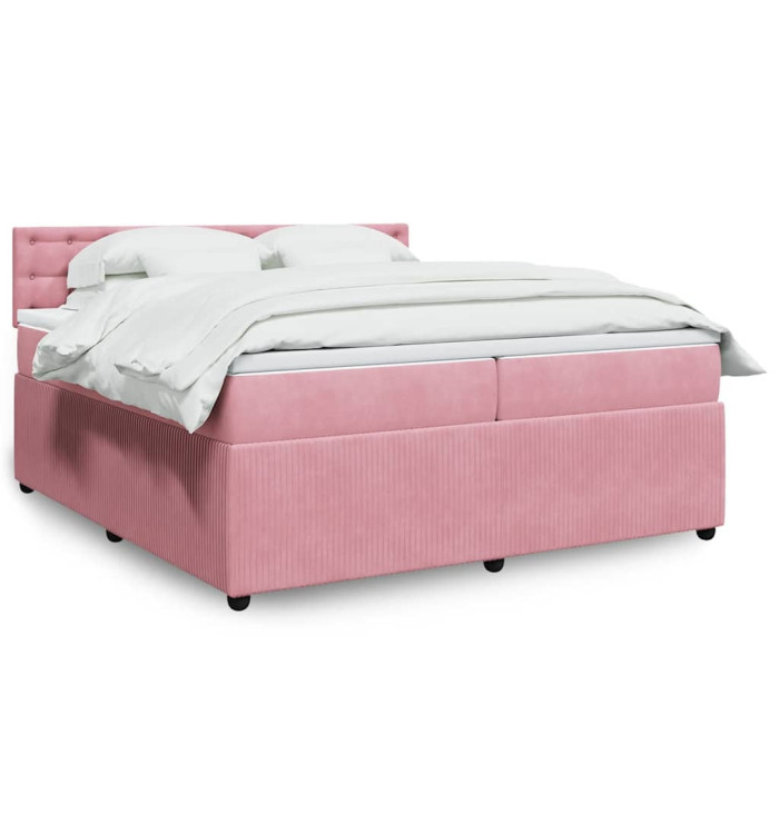 Sommier à lattes de lit avec matelas Rose 200x200 cm Velours | Mobilier & Déco