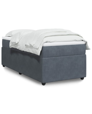 Sommier à lattes de lit et matelas Gris foncé 90x200 cm Velours | Mobilier & Déco